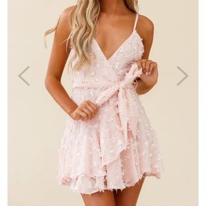 Selfie Leslie Sheri Embellished Chiffon Dress Pink